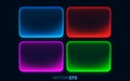 Vibrant neon glowing frames with rounded corners on a dark background. A modern design element. Royalty Free Stock Photo