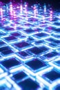 Vibrant Neon Grid Pattern, Futuristic Digital Floor, Tech Background, Portrait Images Generative AI Royalty Free Stock Photo