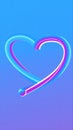 Vibrant neon heart shape made of glowing blue and pink light trails on a smooth gradient background. Royalty Free Stock Photo