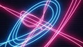 A vibrant neon light design with pink and blue lines on a dark background Royalty Free Stock Photo