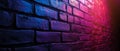 Vibrant Neon Lights Illuminate Unpainted Brick Walls, Creating A Textured Backdrop