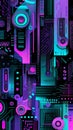 Neon circuit board technology background Royalty Free Stock Photo