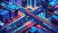 Vibrant Neon-Lit Metropolis: Futuristic Cityscape Illustration