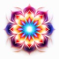 Vibrant Neon Mandala: Abstract Bright Light Multicolored Flower Illustration Royalty Free Stock Photo