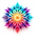 Vibrant Neon Mandala Flower: Abstract Colorful Symmetry Royalty Free Stock Photo