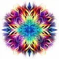Vibrant Neon Mandala: Futuristic Chromatic Waves And Abstract Flower Design Royalty Free Stock Photo