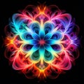 Vibrant Neon Mandala: A Symmetrical Burst Of Colorful Light Royalty Free Stock Photo