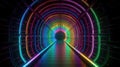 vibrant neon multi color tunnel into eternity, wallpaper, Generative AI