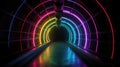 vibrant neon multi color tunnel into eternity, wallpaper, Generative AI