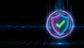 Digital Shield with Green Checkmark - Cyber Security Concept Royalty Free Stock Photo