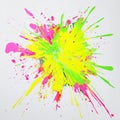 Vibrant neon paint splash on white background Royalty Free Stock Photo