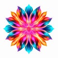 Vibrant Neon Psychedelic Flower Vector - Symmetrical Minimalistic Composition Royalty Free Stock Photo