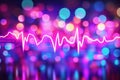 Vibrant neon pulse representing music and sound in digital world