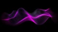 Vibrant Neon Purple Abstract Wave Mesh on Black Background for Technology and Data Visualization Royalty Free Stock Photo