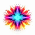 Vibrant Neon Rainbow Flame Flower In Abstract Vector