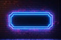 Vibrant neon rectangle crowns brick wall, embodying casino charm with modern luminosity.