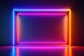 Vibrant neon rectangle frame with gradient glow isolated on white background Royalty Free Stock Photo