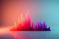 A vibrant neon red diagram showcasing colorful lines and statistics, perfect for illustrating data visualization