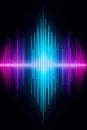 Vibrant Neon Sound Wave Equalizer Display with Purple and Blue Lights on Black Background Royalty Free Stock Photo