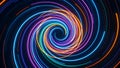 Vibrant Neon Spiral Vortex: Dynamic Light Art for Tech and Creative Projects Royalty Free Stock Photo