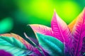 Vibrant Neon Tropical Leaves Layout: Creative Fluorescent Colors for a Nature Concept.