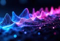 Vibrant neon waveforms with glowing peaks in blue and pink create a dynamic Royalty Free Stock Photo