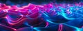 Vibrant Neon Waves Abstract Background with Blue and Pink Hues
