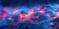 Vibrant Neon Waves Backdrop, Luminous Fluid Motion Background, Neon Flowing Waves Scene - Ai Generated Royalty Free Stock Photo