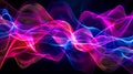 Abstract colorful waveforms on dark background