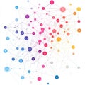Vibrant network of colorful nodes and connections in a complex web diagram