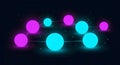 Abstract network of glowing spheres on dark background Royalty Free Stock Photo