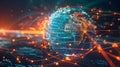 Vibrant network of light streams encircles the digital globe Royalty Free Stock Photo