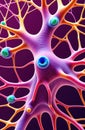 Vibrant neural network abstract with colorful synapses and dendrites. AI generation