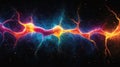 Vibrant neural network art depicting colorful synaptic connections in high detail