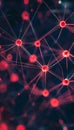 Vibrant neural network design featuring bright red neurons and dynamic connection webs