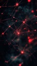 Vibrant neural network visualization with bright red neurons and intricate connection patterns