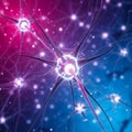 Vibrant Neuron Network Illustration with Glowing Synapses and Electrical Activity Royalty Free Stock Photo
