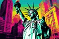 Vibrant New York City Pop Art in Pop Art Style for Posters and Web.