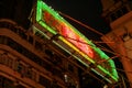 Vibrant night with neon lights of Hong Kong's Temple Street Night Market in Yau Ma Tei, Kowloon