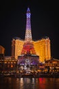 Vibrant Night Scene with Eiffel Tower Replica, Paris Las Vegas Royalty Free Stock Photo