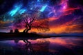 Vibrant Night sky clouds colorful. Generate Ai