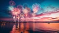 Vibrant night sky with dazzling fireworks. A festive spectacle of light and color