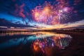 Vibrant night sky with dazzling fireworks festive spectacle of light and color