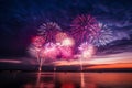 Vibrant night sky and dazzling fireworks. a festive spectacle of light and color