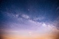 Vibrant night sky with stars and nebula and galaxy. Deep sky astrophoto Royalty Free Stock Photo