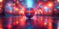 Vibrant nightclub setting with colorful disco ball reflecting lights, creating an abstract Royalty Free Stock Photo