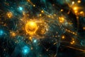 Colorful neural network with glowing connections and vibrant nodes in abstract art Generative AI Royalty Free Stock Photo