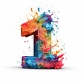 Vibrant Number 1 Symbol With Explosive Pigmentation - Daz3d Style Royalty Free Stock Photo