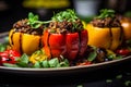 Vibrant Nutritious Buddha Bowl, Meticulously Plated Vegetarian Dish, Fresh and Cooked Ingredients