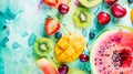 Vibrant Oasis: A Whimsical Food t on Watercolor Background